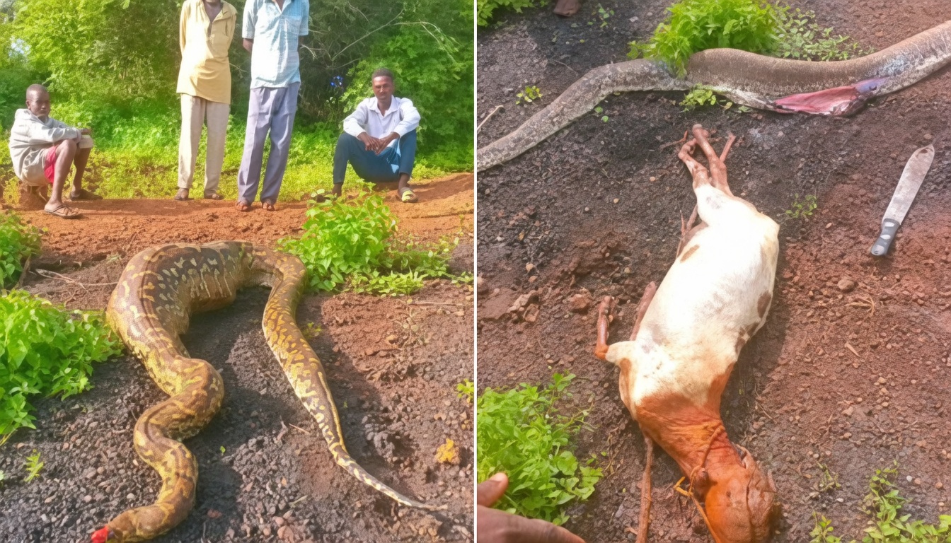 Residents Rescue Goat by Slitting Open Python in Makueni County