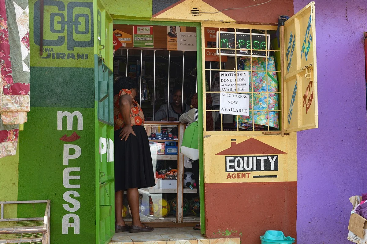 M-PESA and Equity agent in Nairobi. Context photograph of mobile finance; not a PAPSS outlet or endorsement.